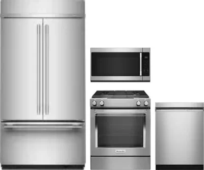 4 Piece Package Includes Refrigerator, Range, Microwave And Dishwasher