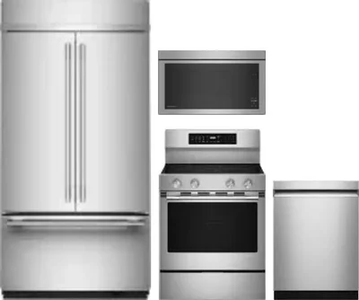 4 Piece Package Includes Refrigerator, Range, Microwave And Dishwasher