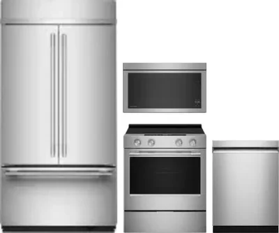 4 Piece Package Includes Refrigerator, Range, Microwave And Dishwasher