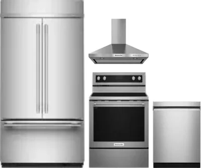 4 Piece Package Includes Refrigerator, Range, Hood And Dishwasher
