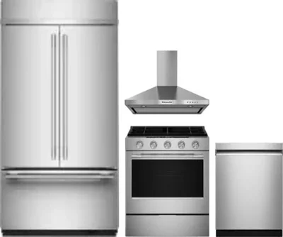 4 Piece Package Includes Refrigerator, Range, Hood And Dishwasher