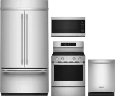 4 Piece Package Includes Refrigerator, Range, Microwave And Dishwasher