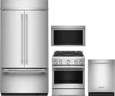 4 Piece Package Includes Refrigerator, Range, Microwave And Dishwasher