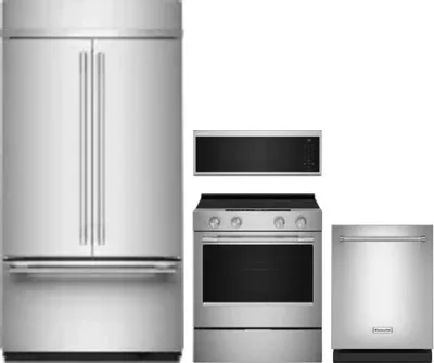 4 Piece Package Includes Refrigerator, Range, Microwave And Dishwasher