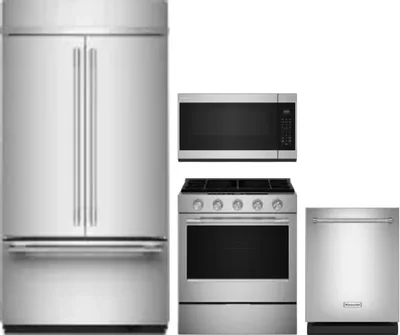 4 Piece Package Includes Refrigerator, Range, Microwave And Dishwasher