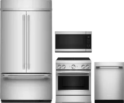 4 Piece Package Includes Refrigerator, Range, Microwave And Dishwasher