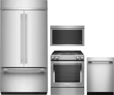 4 Piece Package Includes Refrigerator, Range, Microwave And Dishwasher