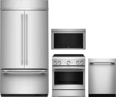 4 Piece Package Includes Refrigerator, Range, Microwave And Dishwasher
