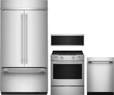 4 Piece Package Includes Refrigerator, Range, Microwave And Dishwasher