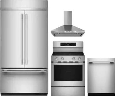 4 Piece Package Includes Refrigerator, Range, Hood And Dishwasher