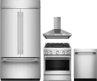 4 Piece Package Includes Refrigerator, Range, Hood And Dishwasher