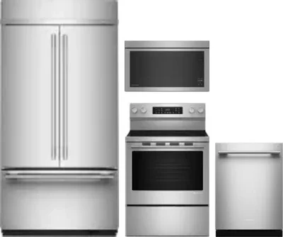 4 Piece Package Includes Refrigerator, Range, Microwave And Dishwasher