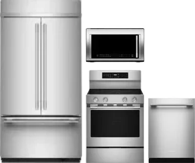 4 Piece Package Includes Refrigerator, Range, Microwave And Dishwasher
