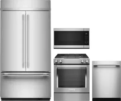 4 Piece Package Includes Refrigerator, Range, Microwave And Dishwasher