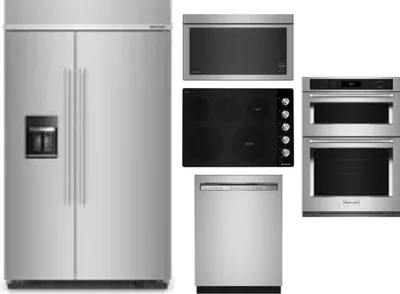 5 Piece Package Includes Refrigerator, Cooktop, Wall Oven, Microwave And Dishwasher