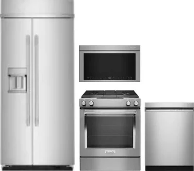4 Piece Package Includes Refrigerator, Range, Microwave And Dishwasher