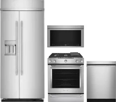 4 Piece Package Includes Refrigerator, Range, Microwave And Dishwasher