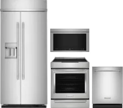 4 Piece Package Includes Refrigerator, Range, Microwave And Dishwasher