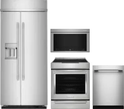 4 Piece Package Includes Refrigerator, Range, Microwave And Dishwasher