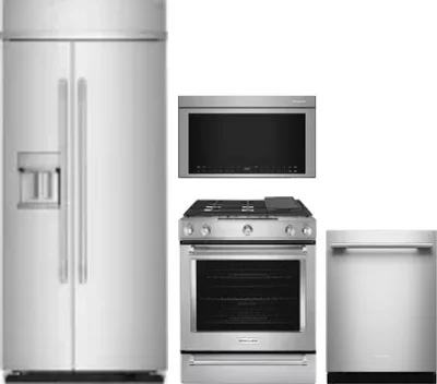 4 Piece Package Includes Refrigerator, Range, Microwave And Dishwasher