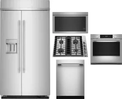 5 Piece Package Includes Refrigerator, Cooktop, Wall Oven, Microwave And Dishwasher