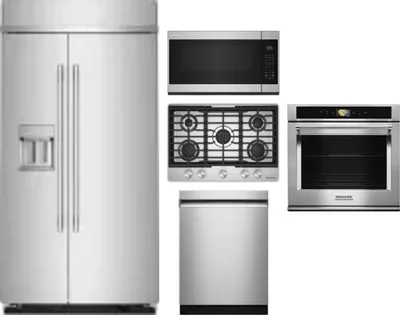 5 Piece Package Includes Refrigerator, Cooktop, Wall Oven, Microwave And Dishwasher