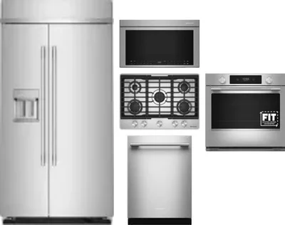 5 Piece Package Includes Refrigerator, Cooktop, Wall Oven, Microwave And Dishwasher