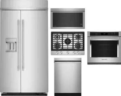 5 Piece Package Includes Refrigerator, Cooktop, Wall Oven, Microwave And Dishwasher