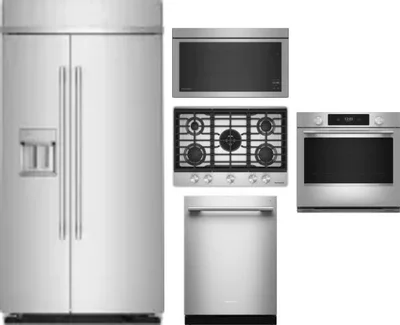 5 Piece Package Includes Refrigerator, Cooktop, Wall Oven, Microwave And Dishwasher
