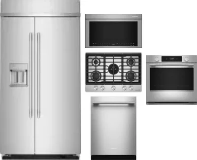 5 Piece Package Includes Refrigerator, Cooktop, Wall Oven, Microwave And Dishwasher