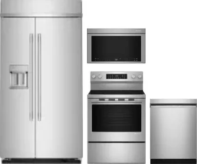 4 Piece Package Includes Refrigerator, Range, Microwave And Dishwasher