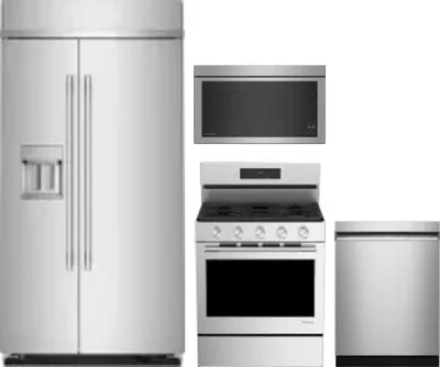 4 Piece Package Includes Refrigerator, Range, Microwave And Dishwasher