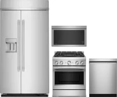 4 Piece Package Includes Refrigerator, Range, Microwave And Dishwasher