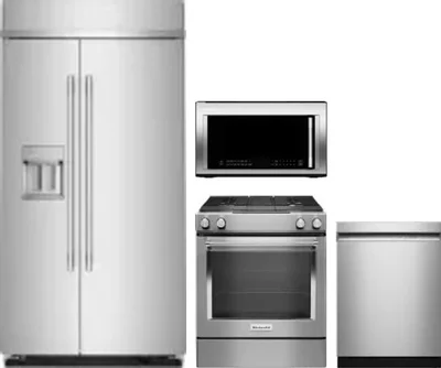 4 Piece Package Includes Refrigerator, Range, Microwave And Dishwasher