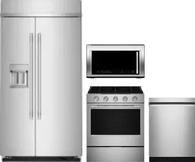 4 Piece Package Includes Refrigerator, Range, Microwave And Dishwasher