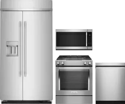 4 Piece Package Includes Refrigerator, Range, Microwave And Dishwasher