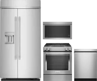 4 Piece Package Includes Refrigerator, Range, Microwave And Dishwasher