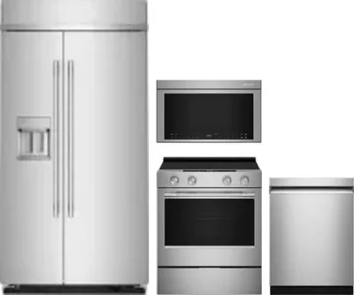 4 Piece Package Includes Refrigerator, Range, Microwave And Dishwasher