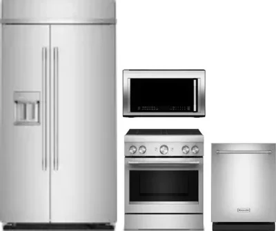 4 Piece Package Includes Refrigerator, Range, Microwave And Dishwasher