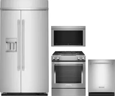 4 Piece Package Includes Refrigerator, Range, Microwave And Dishwasher