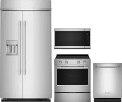 4 Piece Package Includes Refrigerator, Range, Microwave And Dishwasher
