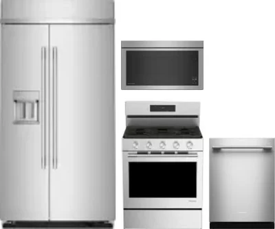 4 Piece Package Includes Refrigerator, Range, Microwave And Dishwasher