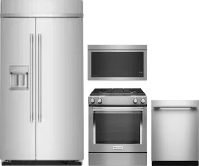 4 Piece Package Includes Refrigerator, Range, Microwave And Dishwasher