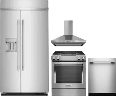 4 Piece Package Includes Refrigerator, Range, Hood And Dishwasher