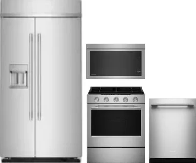 4 Piece Package Includes Refrigerator, Range, Microwave And Dishwasher
