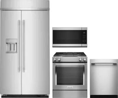 4 Piece Package Includes Refrigerator, Range, Microwave And Dishwasher