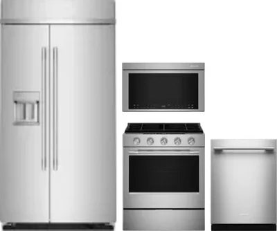 4 Piece Package Includes Refrigerator, Range, Microwave And Dishwasher