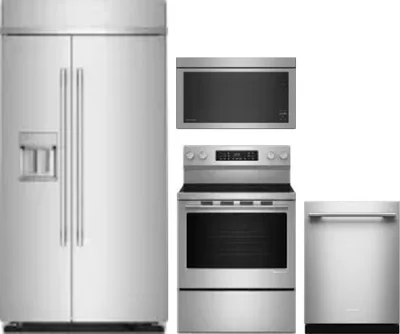 4 Piece Package Includes Refrigerator, Range, Microwave And Dishwasher