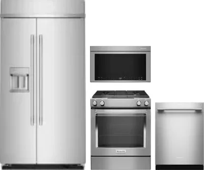 4 Piece Package Includes Refrigerator, Range, Microwave And Dishwasher