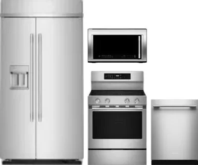 4 Piece Package Includes Refrigerator, Range, Microwave And Dishwasher